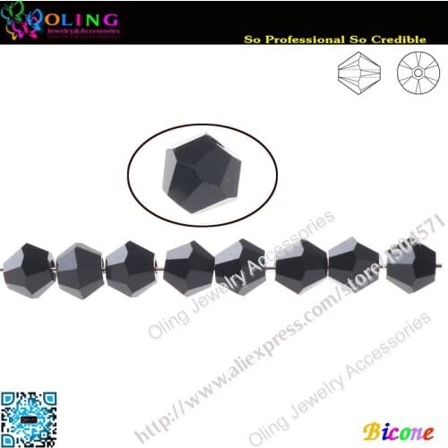 Bead 144pcs/Lot AAA Top Quality 5301 Bicone Beads 8mm Black Crystal Bead Loose Spacer Beads fit DIY Jewelry Making