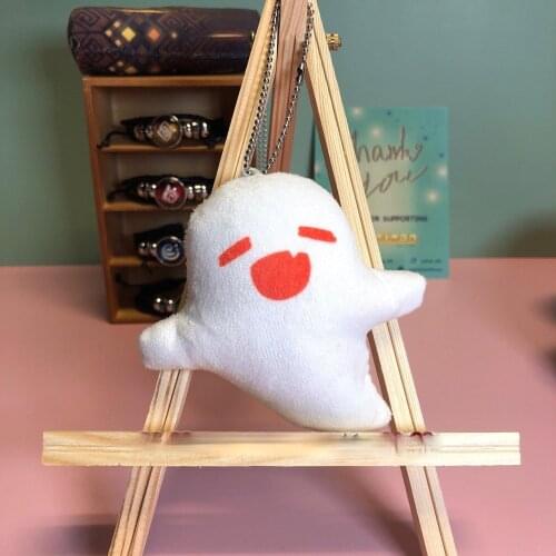 CuteGenshin Impact Hu Tao Happy Ghost Keychain Charm Pendant Anime Cartoon Kawaii Plush Props Cosplay Accessories Halloween Toy