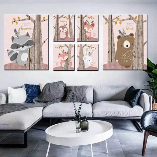 Cute Cartoon Animal Living Room Childrens Room Hanging Wall Decorative Painting anime poster cuadros decoracion dormitorio