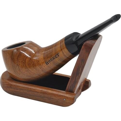 HORNET Smoking Set Accessories for Herb Handmade Wooden Smoking Pipes+Pipe cleaner+Pipe knife+Metal screen+Mouth Tips+Stand+Bag