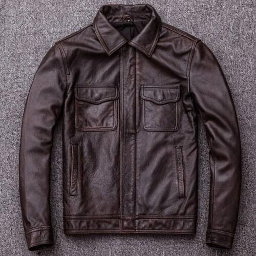 Quality Italy Cow Leather Jacket and Coat Men Oversized 5XL Plus Size Genuine Leather Coat Winter Padded Cotton Overcoats A700