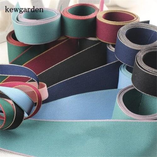 Kewgarden Color Edge Cotton Ribbon 1" 1.5" 10mm Handmade Tape DIY Hair Bow Boutonniere Satin Ribbon Accessories Riband 20 Yards