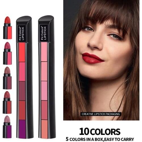 Matte 5 Color Creative Lipstick Set Velvet Mini Lip Stick Non-stick Lip Gloss Long Lasting Waterproof Sexy Red Lipstick Makeup
