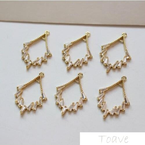 Copper plated 18K gold diamond pendant diy earring material