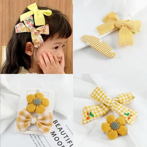 Trendy Hair Clip Accessories Cherry Embroidery Bowknot Hairpin Girl Sweet Solid Color Plaid Barrettes Women Kids Headdress Gifts