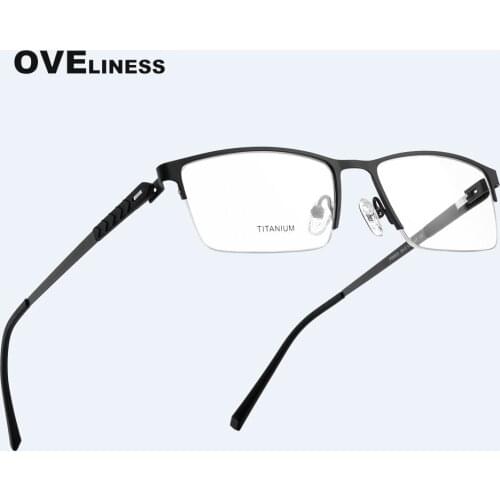 Fashion Square Glasses Frame Men Myopia Optical mens eyeglasses frames 2021 Prescription glasses Titanium Alloy half eyewear