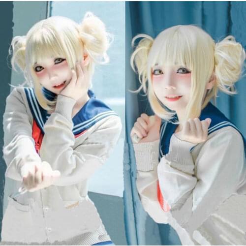 My Hero Academia Himiko Toga Light Blonde Ponytail Cosplay Wig Cap Costume Prop