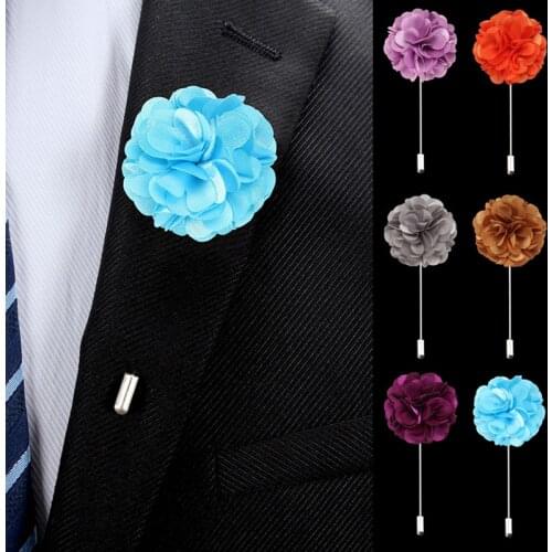 22 Colors Handmade Flowers Men Suits Pins Soft Satin Cocktail Party Formal Dinner Business Meeting Anniversary Wedding Brooches