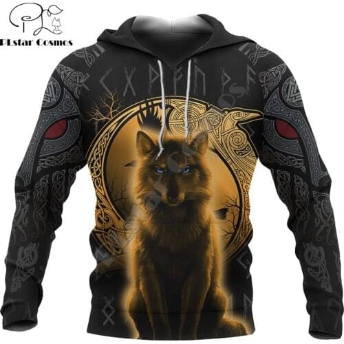 Fenrir Viking Wolf And Moon Yellow 3D All Over Printed Unisex Hoodie Men Sweatshirt Zip Pullover Casual Jacket Tracksuits DW0298