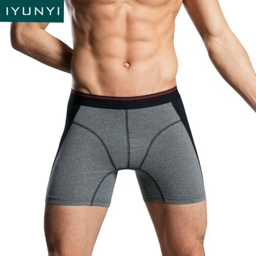 IYUNYI Mens Underwear Boxer Shorts Cotton Breathable Long Boxers Male Panties Homme Slip Calzoncillos Hombre Boxershorts Man