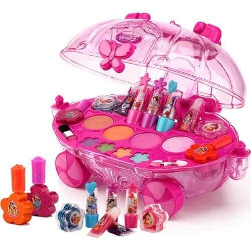Disney Princess Makeup Set Fashion Car Toy Water Soluble Beauty Girls Toys Pretend Play For Kids Girl Christmas Birthday Gift