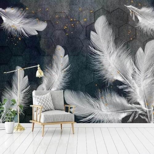 Custom 3D Mural Wallpaper Beautiful White Feather Abstract Art Wall Painting Study Room Bedroom Living Room Decoration Wallpaper