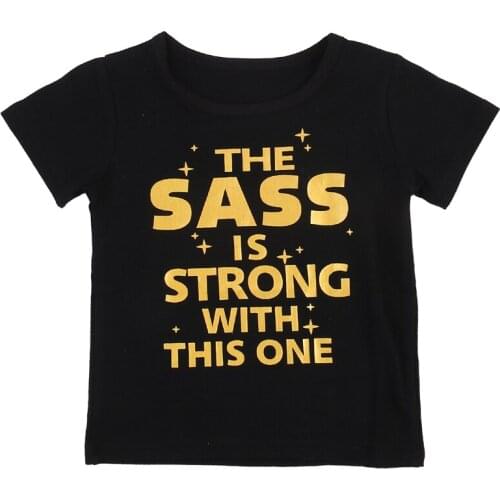 New Fashion Kids Girls Short Sleeve Tops Letter Print T-Shirt Soft O-Neck Cotton Clothes US SHIP