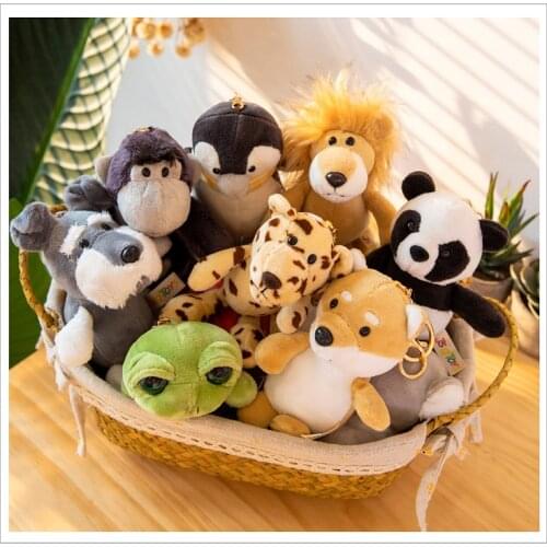 New 10-15cm plush Animal pendant cute doll tiger tiger lion monkey dinosaur rabbit panda good quality Car keychain decoration