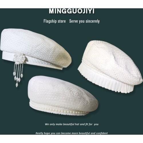 New High Quality Ladies Wool Beret Fashion Flower Tassel Autumn Winter Flat Hats For Women Vintage Rhombus French Cap Wholesale