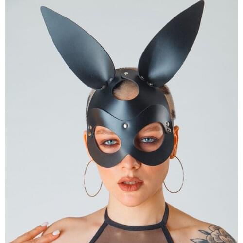 Sexy Toy Cosplay Bunny Cat Leather Mask Festival Rave Halloween Rave Rabbit Rivet Masks Women Masquerade Carnival Party Mask