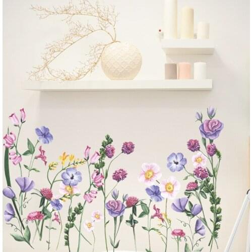 Series Wall Sticker Purple Plant Bedroom living Room background Creative Self-adhesive Decorative Stickers
