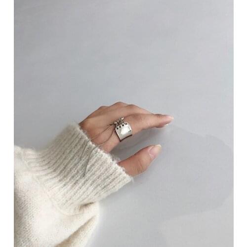 Tocona Punk Exquisite Silver Color Joint Ring Link for Women Hollow Geometric Alloy Metal Party Jewelry Accessories 17453