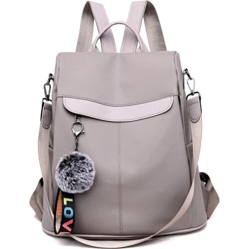 Waterproof Casual Women Backpack Purse Anti-theft Rucksack Mochila Hairball Lightweight School Shoulder Bag for Teenagers Girls