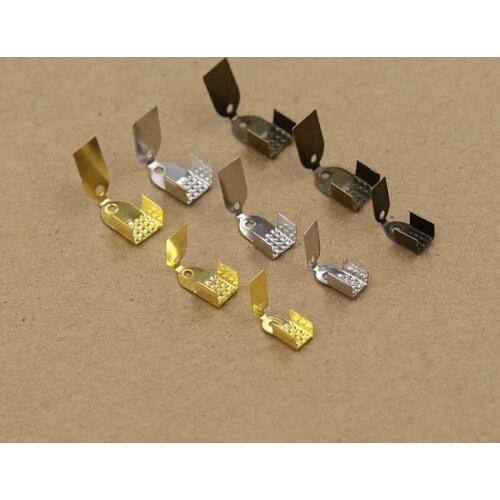 100 pieces/pack) 4mm/5mm/6mm width clips for flat leather cord Clamps DIY Bracelet Necklace accessories
