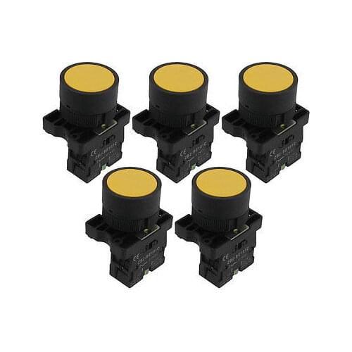 ZB2-EA51 NO Normally Open Yellow Sign Ignition Momentary Pushbutton Switch 5 Pcs