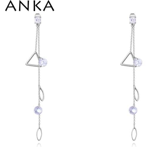 ANKA fashion simple style geometric triangle long earrings for women round zircon drop earrings jewelry Christmas gift #128273