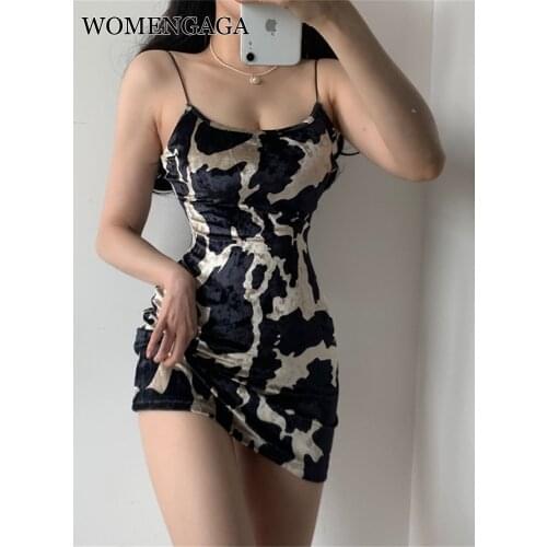2020 Summer New Leopard Low Chest Sexy Temperament Camouflage Europe Slim Tank Shoulder Strap Dress Girl Female korean N3UD