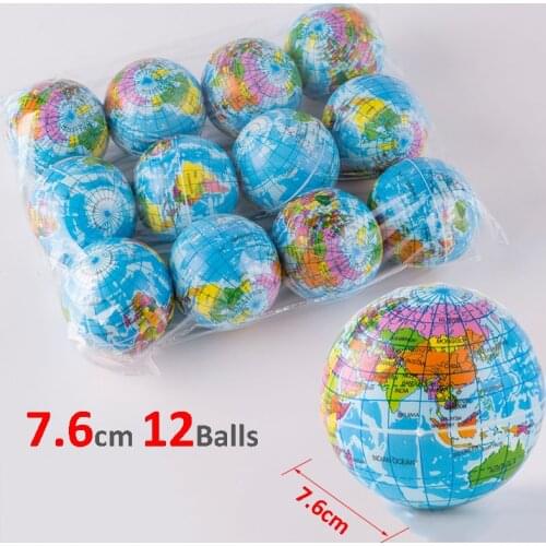 12Pcs/Set Stress Ball PU 7.6cm Balls Antistress Globe Soft Toys for Children
