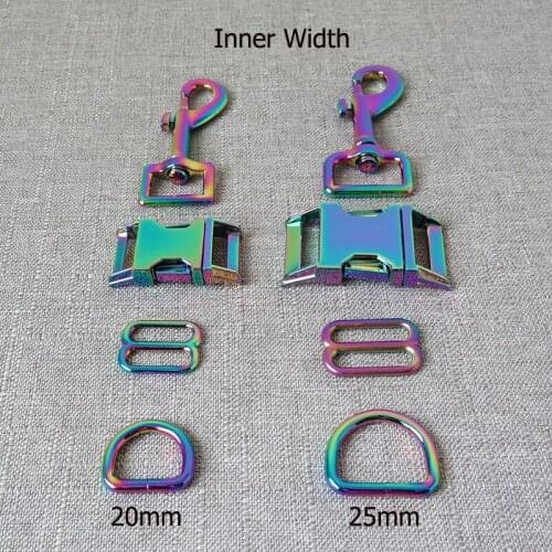20mm 25mm Metal D Ring Straps Belt Loop Slider Side Release Buckle Carabiner Hook For Dog Collar Leash Harness DIY Accessories