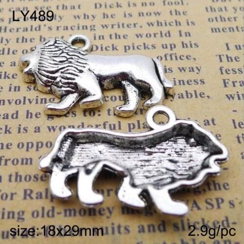 25pcs Antique Silver Alloy Lion Charms Pendants For Bracelet Necklace Jewelry Making DIY Handmand Craft 18x29mm