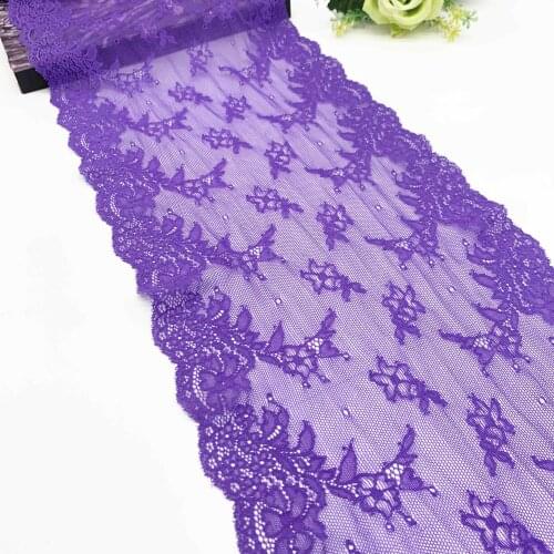 3y/lot Width 23.50cm Purple Elastic Stretch Lace Trim For Clothing Accessories Dress Sewing Applique Costume Lace Fabrics