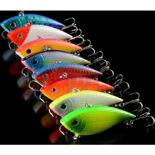 8pcs 7cm 10g Vib Lure Hard Plastic Fish Artificial Bait for Fishing 3D Eyes Swimbait Crankbait Wobblers Fishing Lure