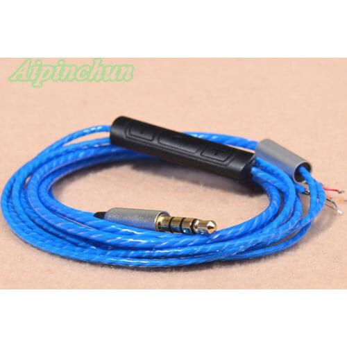 Aipinchun 3.5mm 4-Pole Jack DIY Earphone Audio Cable Mic Controller Repair Headphone OFC Wire Cord for Samsung iPhone AA0237
