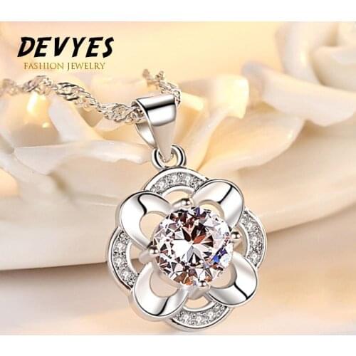 Love Four Leaf Clover Necklace Four Side Flower Pendant Blue Crystal Eternal Heart Pendants Charm Women Lover Gifts