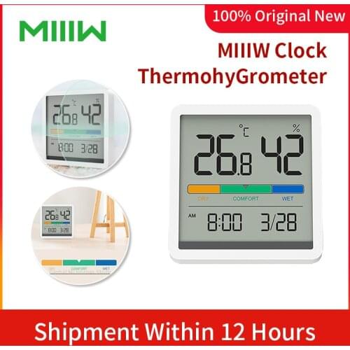 Miiiw Mute Temperature And Humidity Clock Home Indoor High-precision Baby Room C/F Temperature Monitor 3.34inch Huge LCD Screen