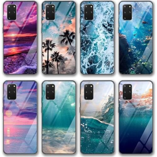 Dusk Beach Glass Case for Samsung Galaxy S21 A51 S20 A52 A72 A12 A21S A71 A50 A70 A32 S10 S9 S8 S10e FE Note 20 10 Plus Ultra