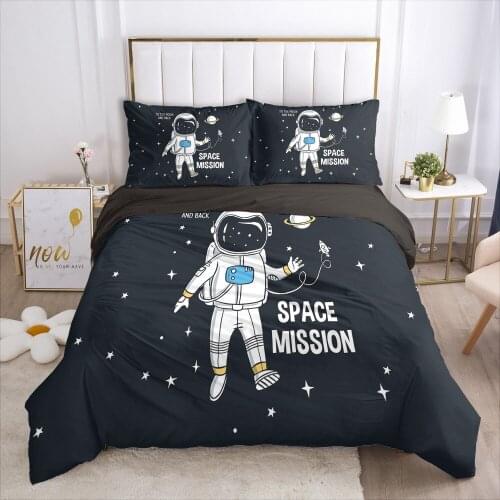 3D Black Bedding Sets Duvet Cover Set Blanket/Quilt/Comforter Cases Pillow case Cartoon Space Design Queen Full sizeBed Linen