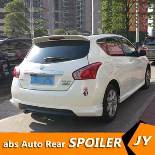 For NISSAN Versa Spoiler 2011-2015 Tiida spoiler with light High Quality ABS Material Car Rear Wing Primer Color Rear Spoiler