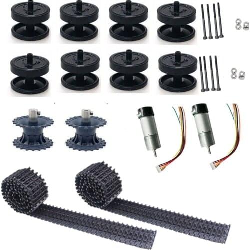 DOIT One set Accessory for Robot Tank Chassis Plastic Tracks+ Driving Wheels+ Bearing Wheels+ Couplings+Motors DIY RC Toy Part