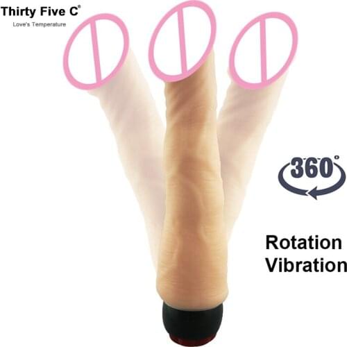 360 Rotation Vibration Faked Dildos Sex Machine G-spot Orgasm Stimulator Powerful Vibrators Pussy Massage Wand Stick Flesh Penis