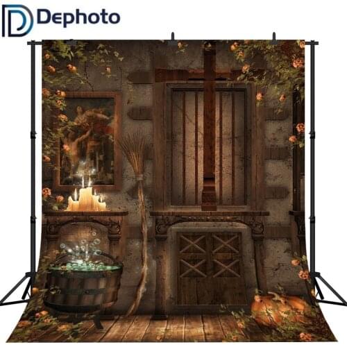 Dephoto Window House Books Shelf Halloween Pumpkins Candle Custom Photography Backdrops Studio Background