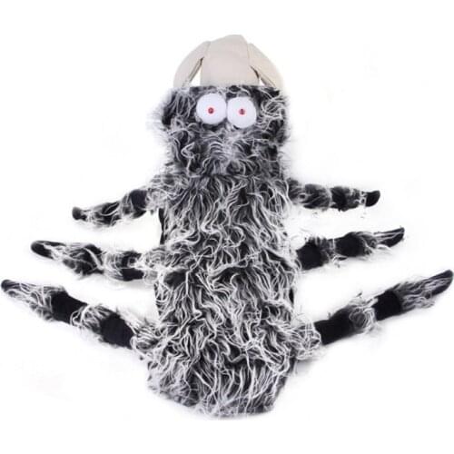 Halloween Plush Spider Costume Pet Hooded Cosplay Costume For Dogs Cats Party Cosplay Simulation Spider Dog Costume