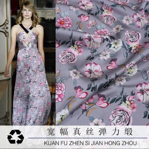 Summer Digital Printing Inkjet Heavy Mulberry Silk Stretch Satin Fabric Skin-friendly Silk Cheongsam Dress Fabric
