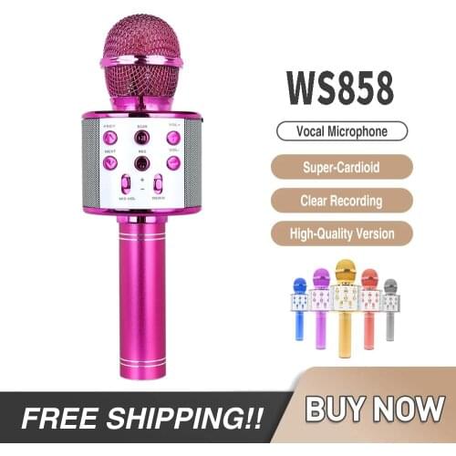 Microphone Bluetooth Wireless Microphone for Kids Gift Singing Dancing LED Lights Portable Karaoke Machine with Speaker