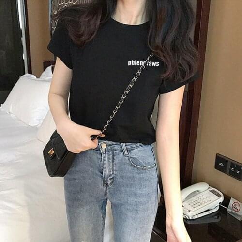 Fashion Summer New Tight Short Sleeve T-shirt 2021Korean Women T-shirt O collar Slim All-Match White black Tops