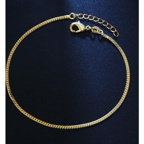 Trendy Blade Link Snake Chain Women Anklets Bracelet Silvery/Gold Color Ankle Bracelet Chain Jewelry Gift Wholesale