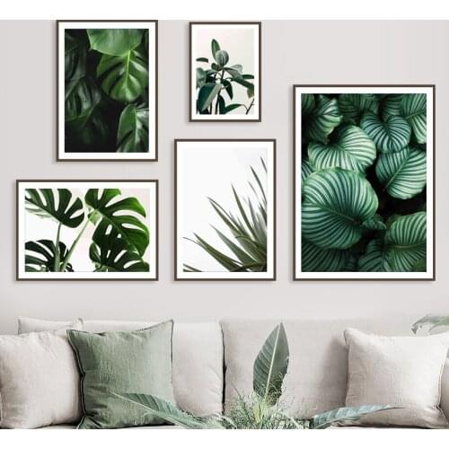 Monstera Banyan Leaves Orchid Arrowroot Wall Art Canvas Painting Nordic Posters And Prints Wall Pictures For Living Room Decor