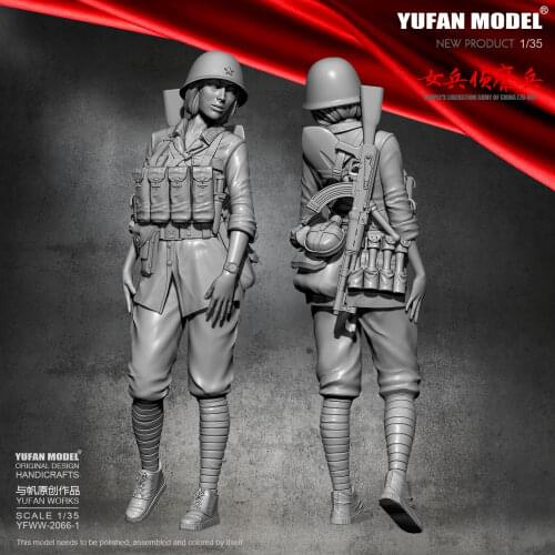 1/35 Yufan Model Resin Figure Kits Female Model Self-assembled YFWW-2066-1