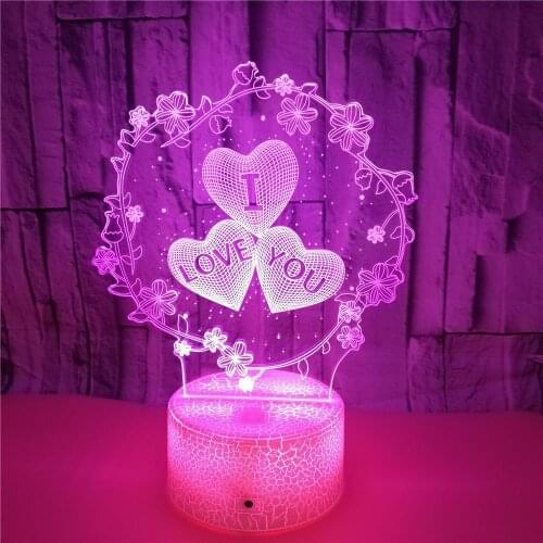 Nighdn 3D Lamp I LOVE YOU Valentines Day Wedding Gift for Lover Colorfu LED Light Proposal Decoration Room Romantic Lamp