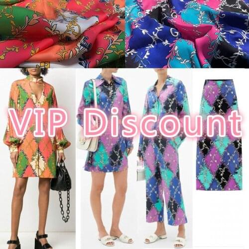 New G brand custom twill polyester chiffon fabric cloth 145 cm width printed clothing womens skirt handmade diy custom fabric